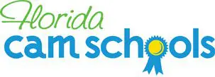 A blue and green logo for florida swim school.