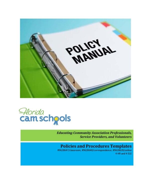 A picture of the cover of a policy manual.