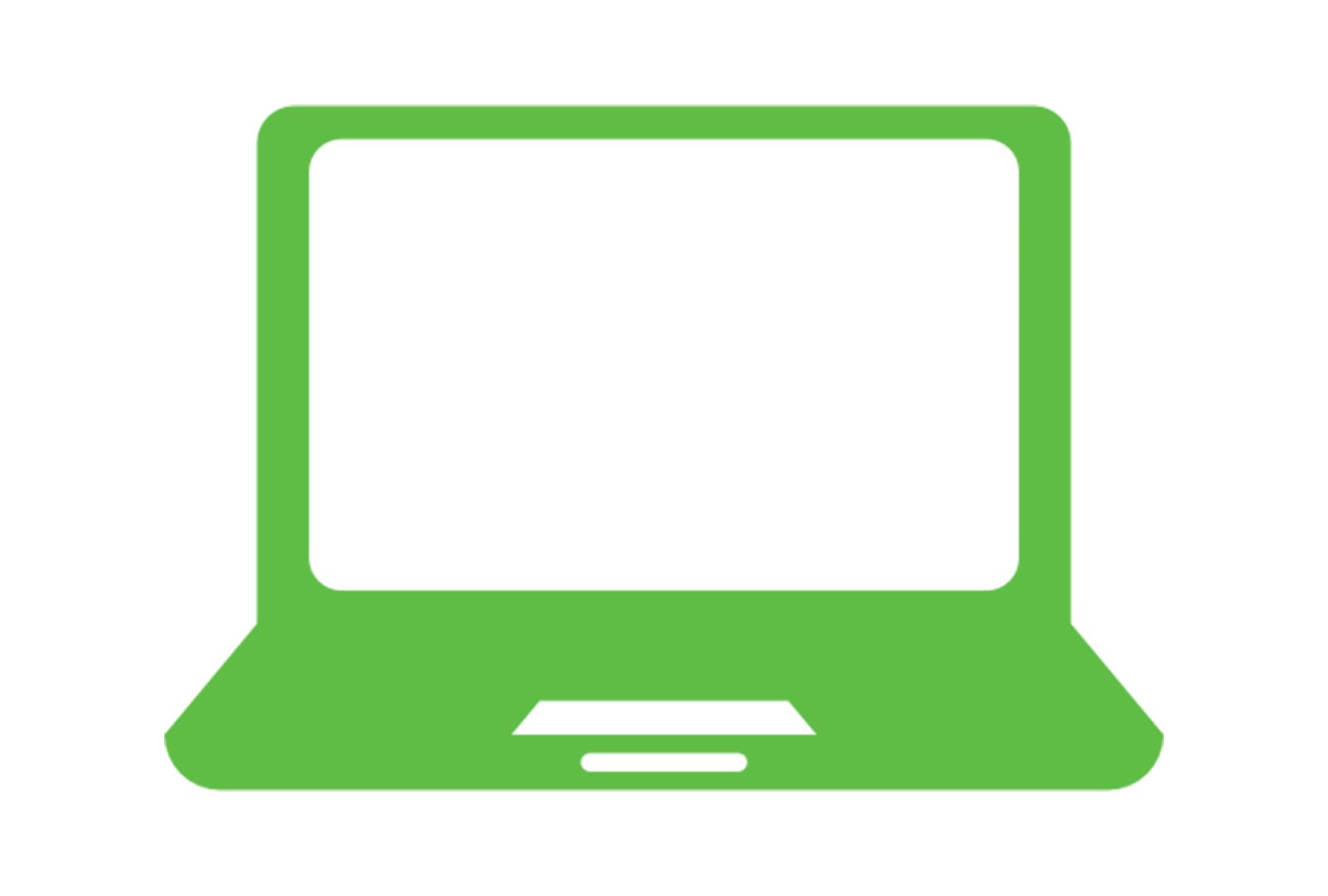 A green laptop with the screen turned on.